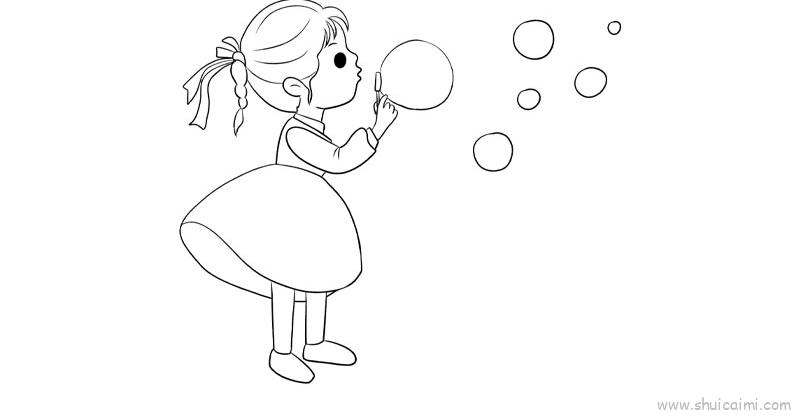 吹泡泡儿童画怎么画吹泡泡简笔画顺序