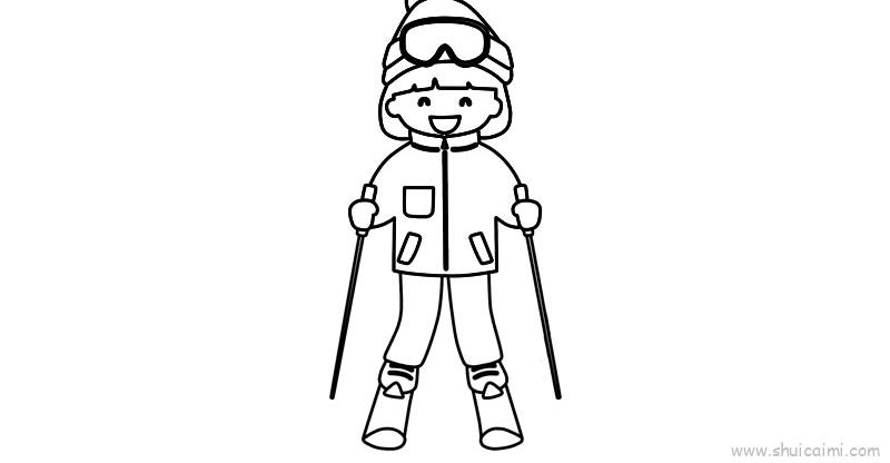 冰雪运动儿童画怎么画冰雪运动简笔画顺序