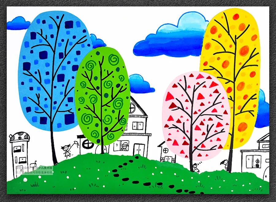 春天里的树林儿童创意绘画教程