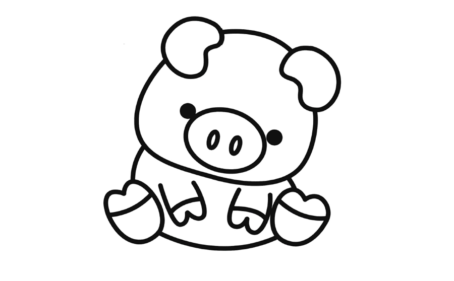 幼儿园简笔画小动物猪可爱小猪的画法简笔画图片大全