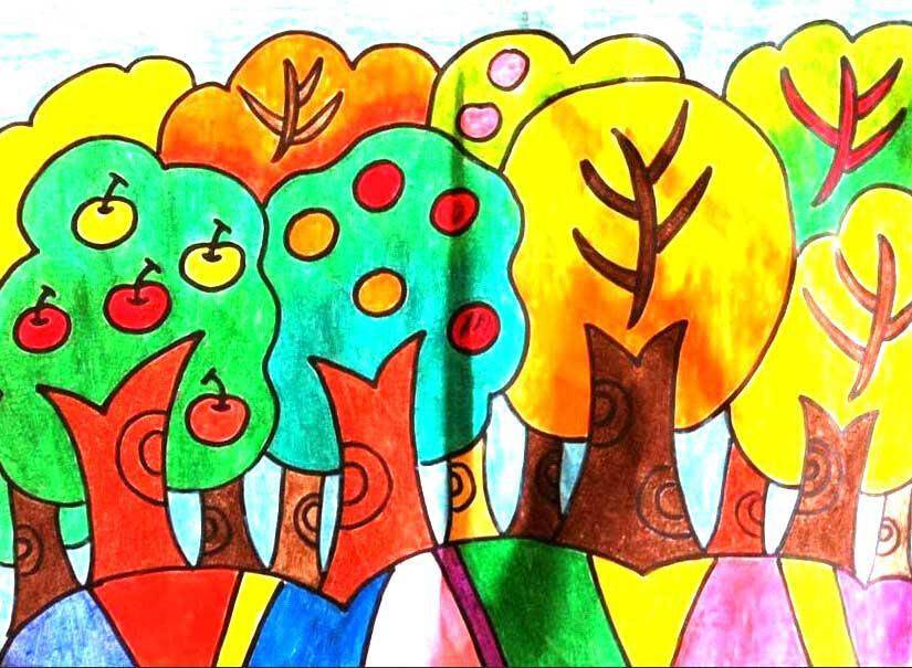 图片关于儿童画秋天的图画幼儿水彩画作品秋天的图画怎样画儿童绘画