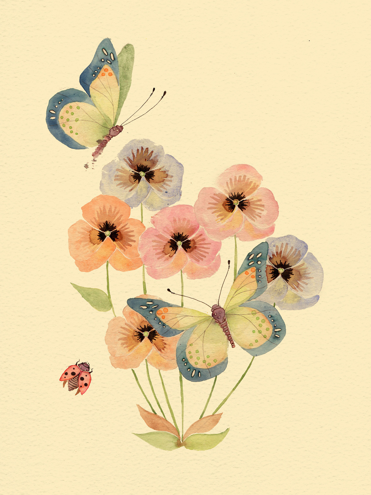 插画师Colleen Parker的唯美花枝叶果虫鸟鱼蝶