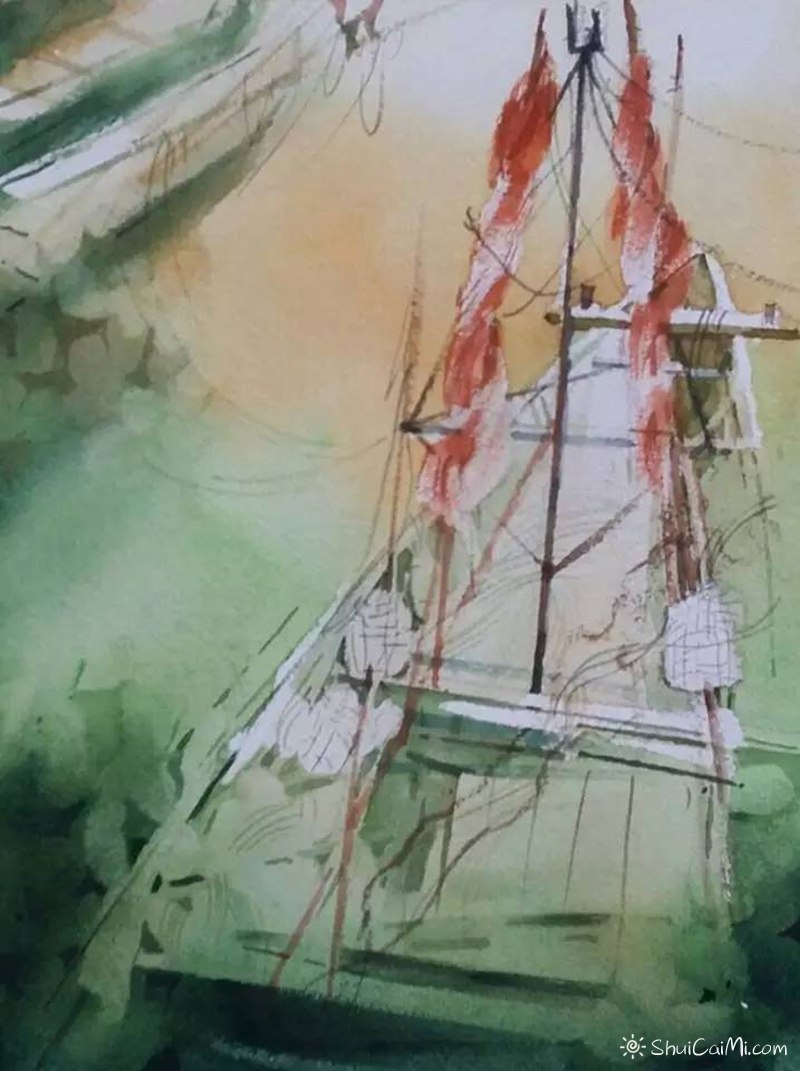 杨觉升关于船的传说水彩画作品欣赏 - 爱画网