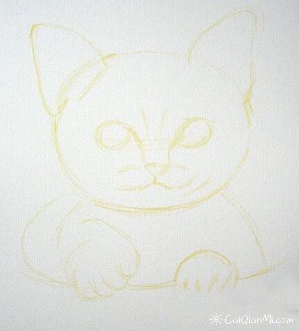 可爱小奶猫彩铅画详细图解步骤流程