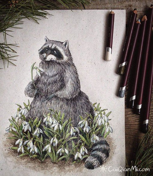 小动物童话故事彩铅手绘作品手绘拟人小动物彩铅画赏析