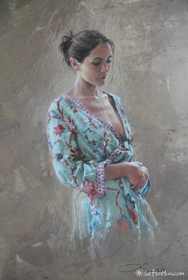 法国女娜达里雅女肖像人物色粉画作品
