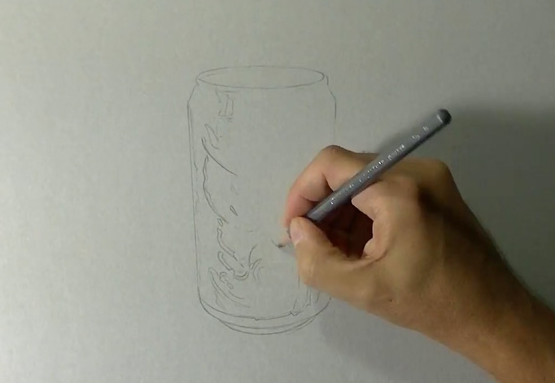 超写实青色可乐玻璃杯彩铅过程步骤
