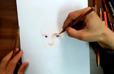 气质少女写实彩铅手绘作品步骤过程