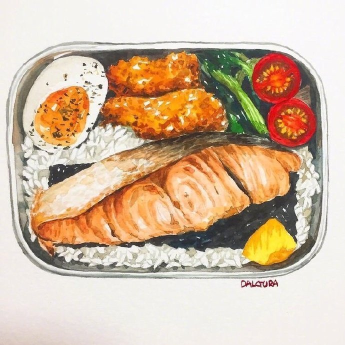 韩国插画师Dalgura美味的食物水彩插画作品欣赏