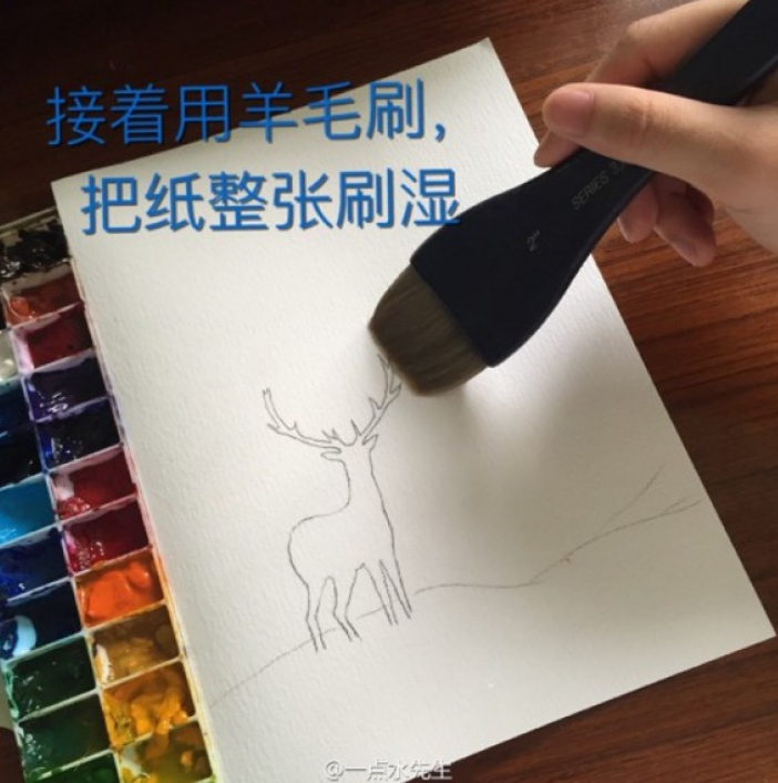 彩铅星空鹿的画法步骤图片