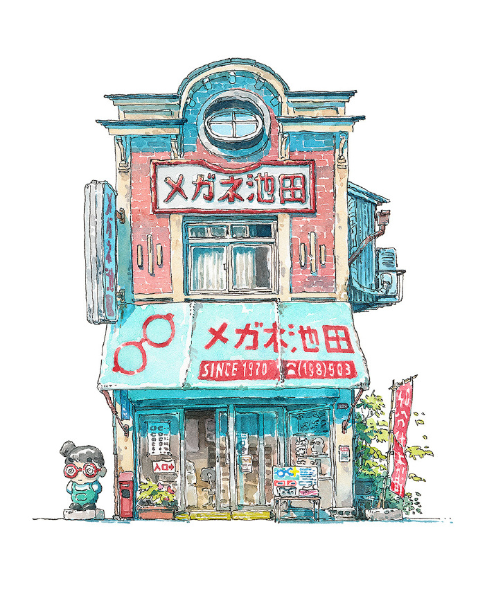 日本特色建筑绘画图片