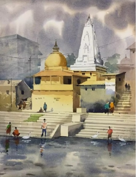 来着孟买水彩艺术家Amolpawar带来的一组水彩风景画