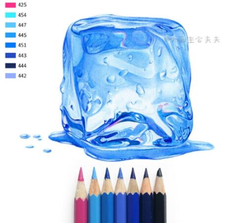 彩铅画蓝色冰块手绘教程 - 爱画网