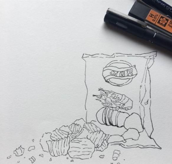 薯片彩铅画手绘教程步骤图