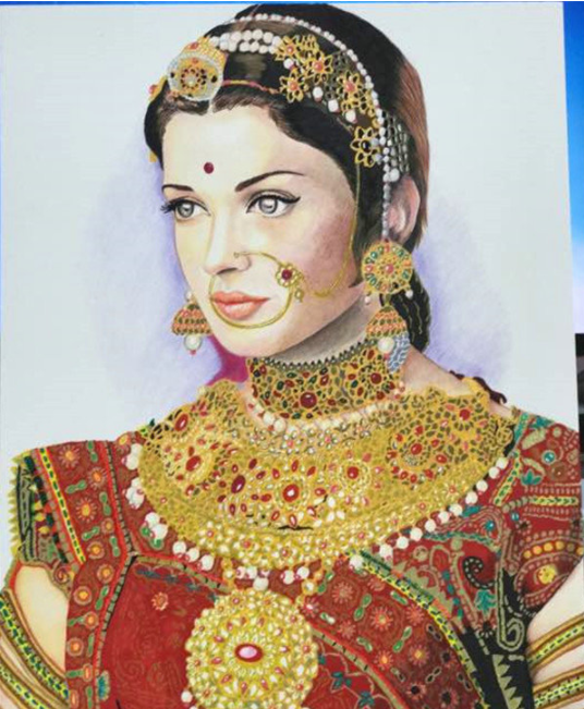 彩铅画印度美女手绘教程