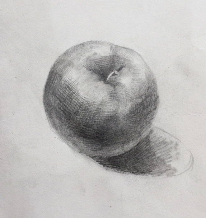 简单的苹果素描画作品