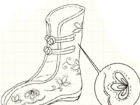 04用橡皮轻轻地擦去铅笔线稿,并给鞋子画上美丽的小花朵