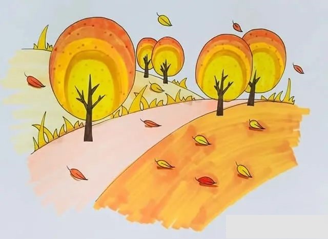 一幅秋天的简笔画图片
