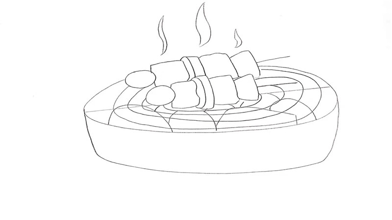 炙子烤肉简笔画图片