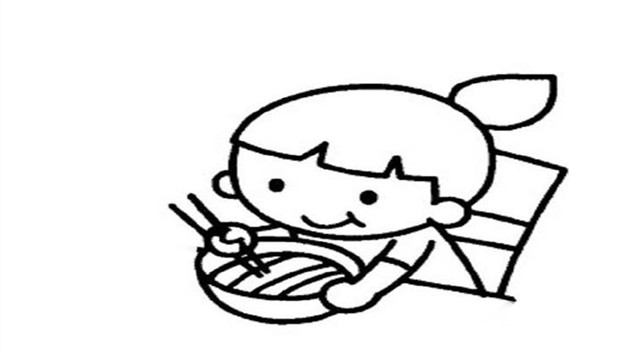 正在吃饭的小孩简笔画图片
