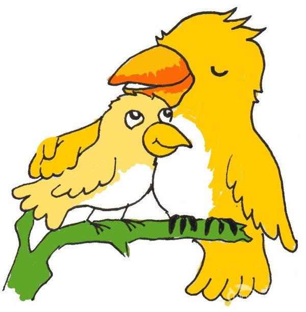 两只黄鹂鸟卡通图片图片