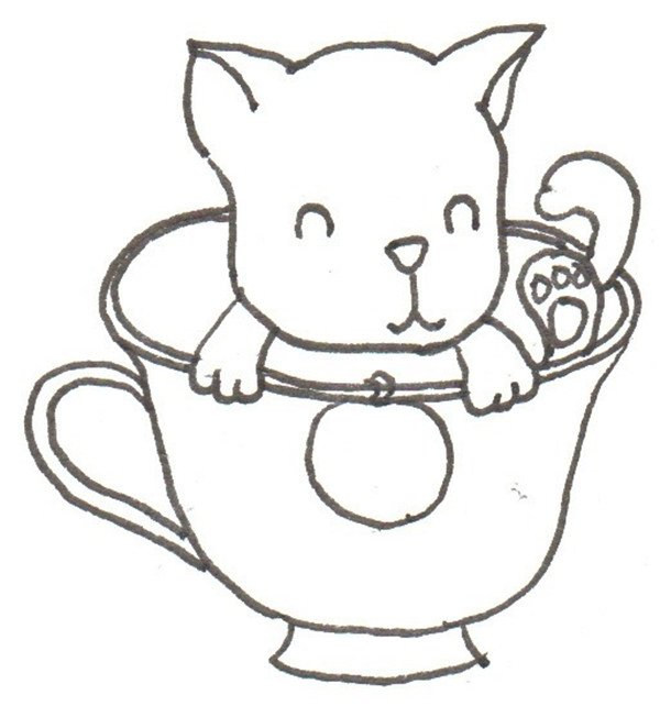 画可爱的茶杯犬图片