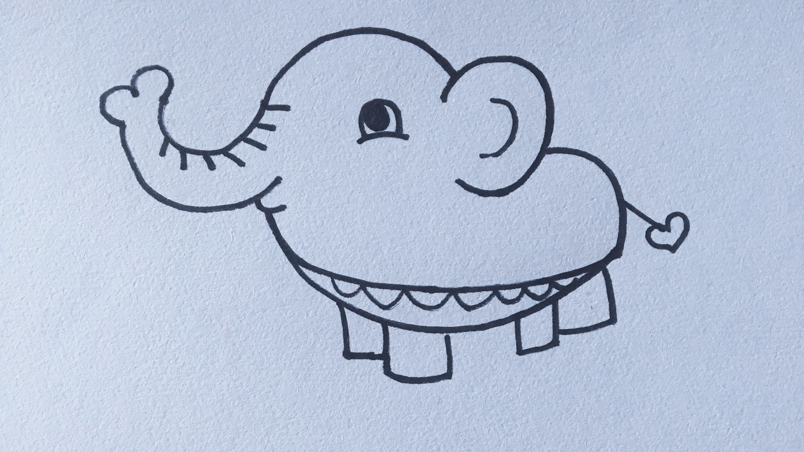 可爱的大象的简笔画画法图片教程💛巧艺网