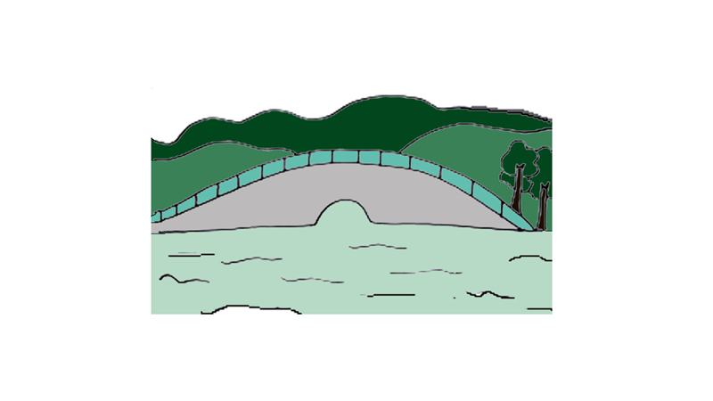 西湖断桥简笔画儿童图片