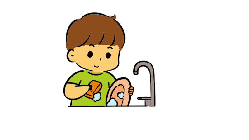 孩子洗碗怎么简笔画图片