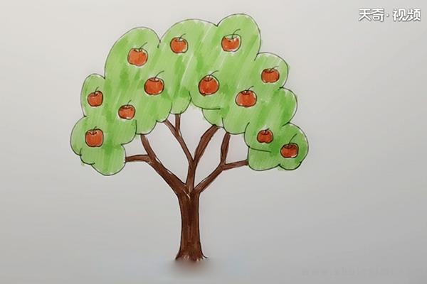 苹果树怎么画一年四季图片
