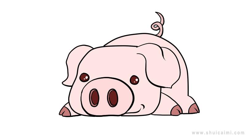 小猪简笔画怎么画小猪简笔画步骤 水彩迷