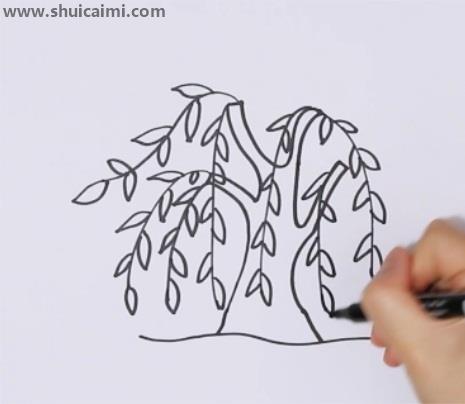 柳树怎么画手指图片