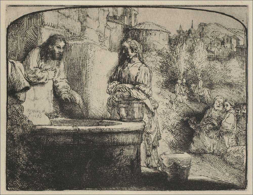 耶稣和Smaritan女人 1658年，126x160mm