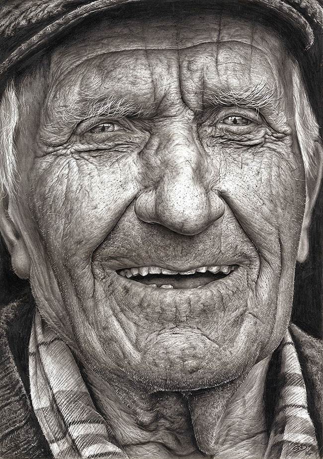 十六岁艺术家超写实铅笔素描肖像画作品