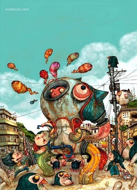 艺术家leongwankok荒诞怪异动漫手绘插画图片