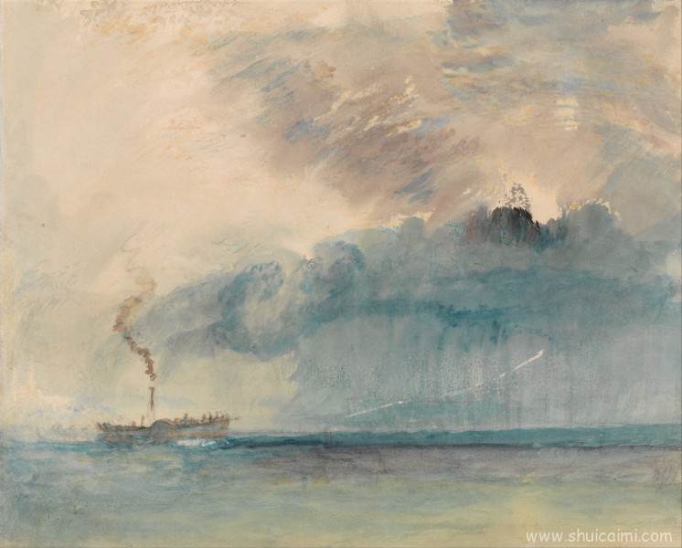 英国画家约瑟夫·透纳绘画海上船只航行风景系列水彩画作品图片欣赏