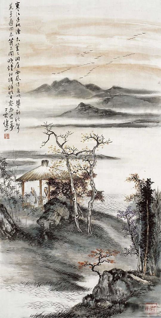 国画大师刘怀山的林泉印象水墨画图片