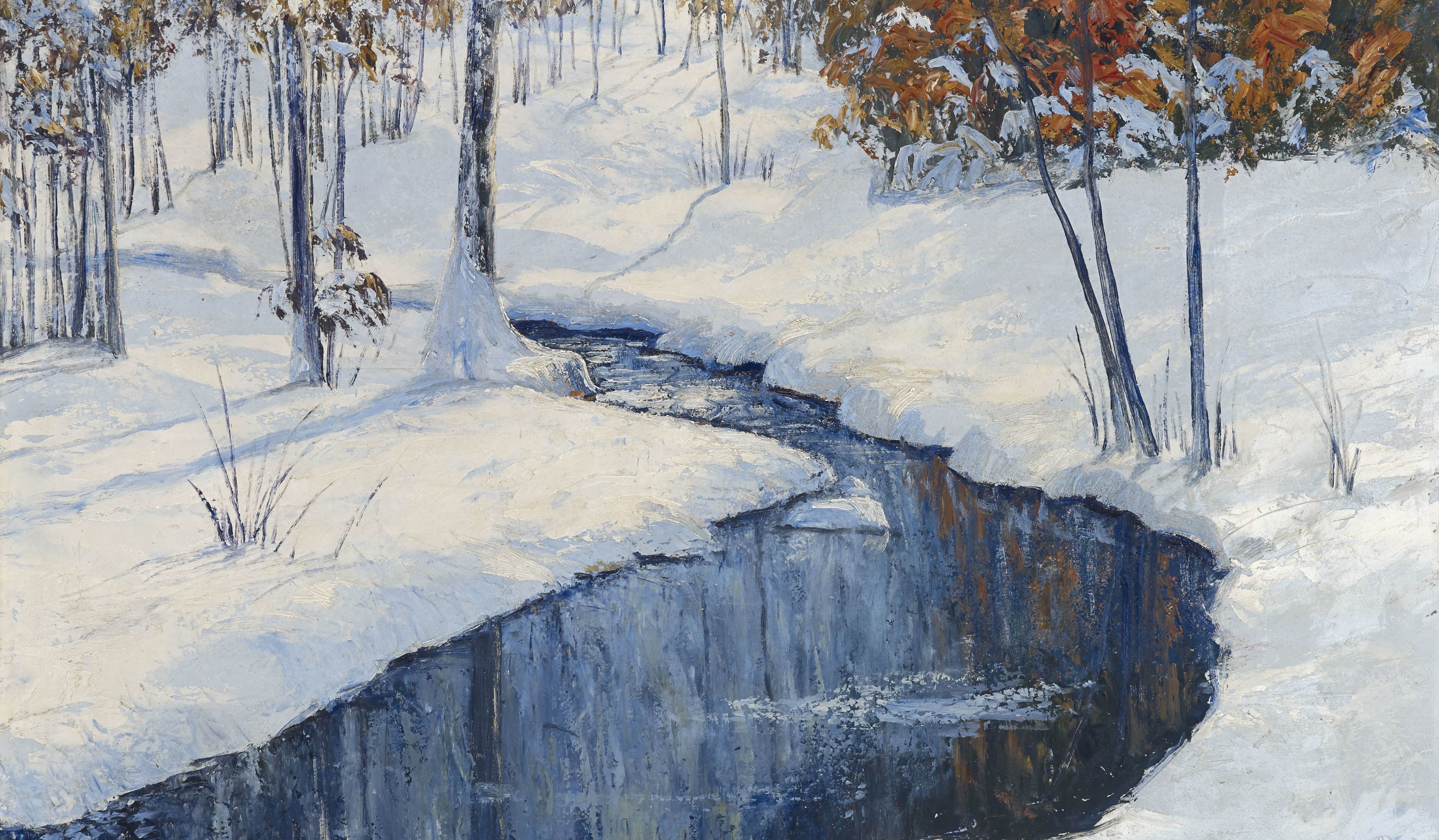 冬景winter landscape john wesley hardrick油画作品欣赏
