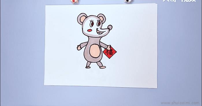 福五鼠简笔画图片