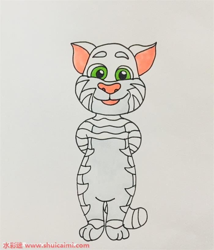 汤姆猫简笔画彩色图片