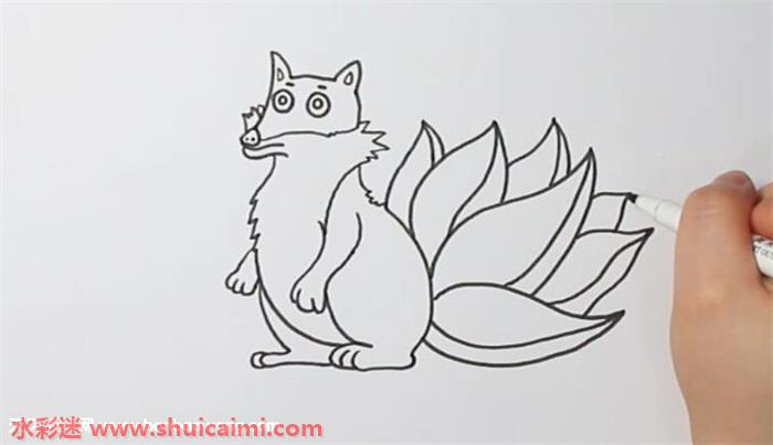 九尾狐简笔画可爱卡通图片