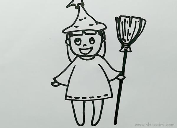 可爱小女巫儿童画怎么画可爱小女巫简笔画好看