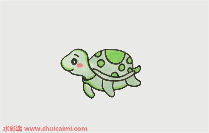 海龟简笔画带颜色深水图片