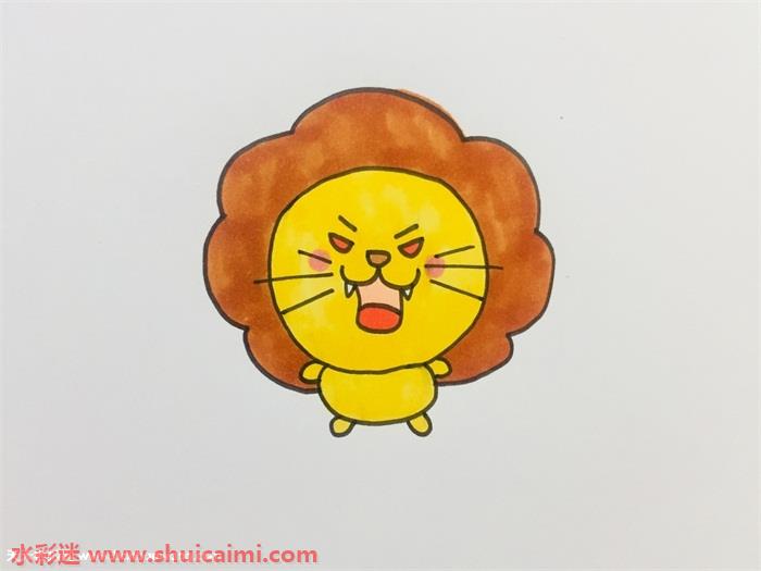 狮子头简笔画彩色可爱图片