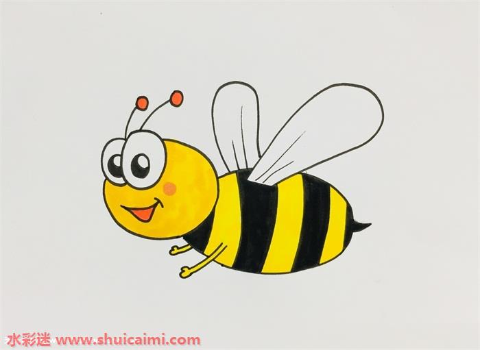 蜜蜂简笔画涂色搭配图图片