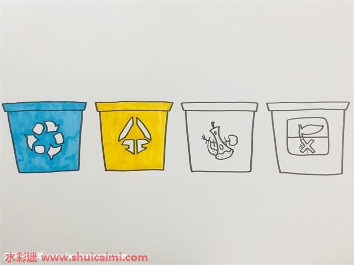 垃圾桶画法 儿童画图片