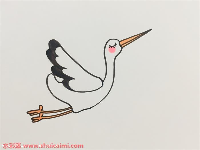 丹顶鹤的简笔画卡通图片
