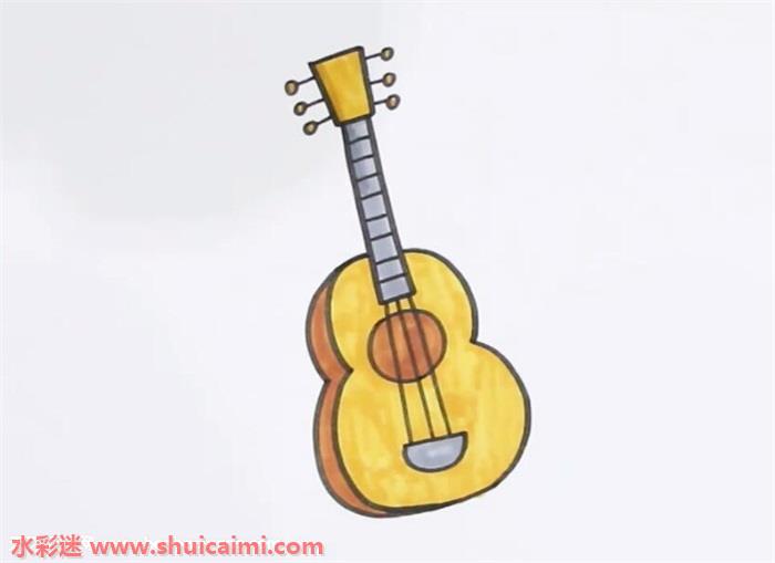 吉他简笔画带颜色图片