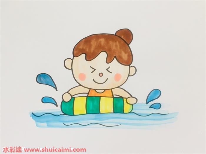 小孩游泳怎么画小孩游泳简笔画图片大全带颜色