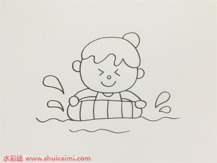 游泳的小女孩儿简笔画图片